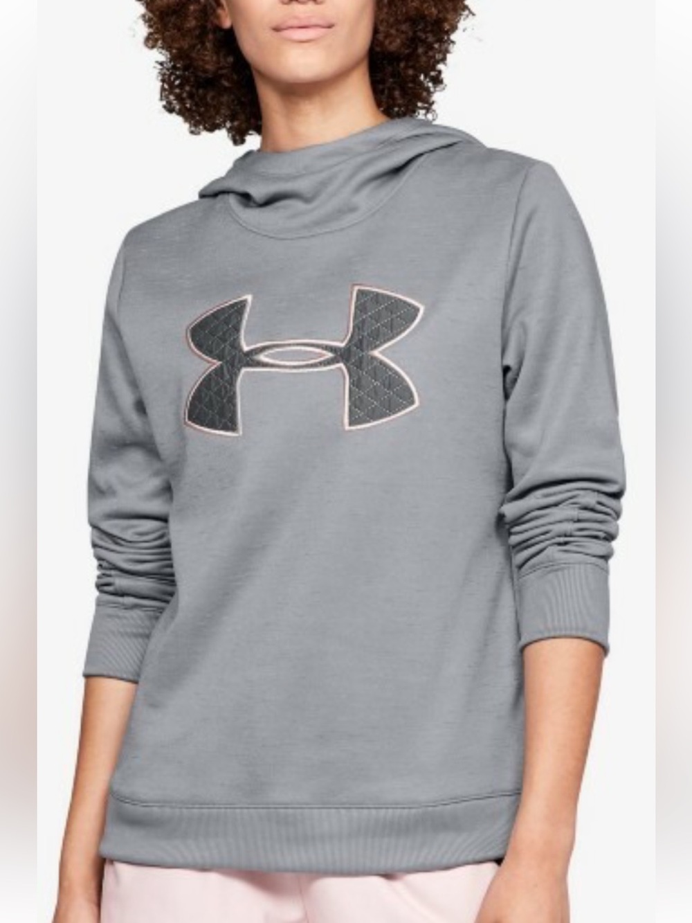 Under Armour Gray Fleece Pullover Hoodie Sweatshirt Loose Fit Big Logo Sz S